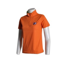 P440專業訂做女裝polo衫 半胸拉鏈 設計個性短袖衫 訂購團體衫供應商HK    橙色  撞色領青綠色 P440專業訂做女裝polo衫 半胸拉鏈 設計個性短袖衫 訂購團體衫供應商HK    橙色  撞色領青綠色